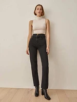 Cynthia Belted High Rise Straight Jeans
