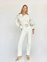 Cowboy Studded High Rise Straight Jeans