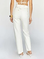 Cowboy Studded High Rise Straight Jeans