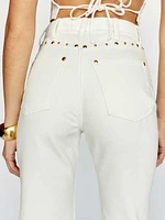 Cowboy Studded High Rise Straight Jeans