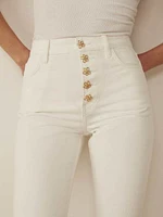 Cynthia Gold Button High Rise Straight Jeans