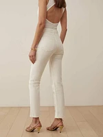 Cynthia Gold Button High Rise Straight Jeans