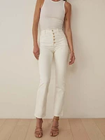 Cynthia Gold Button High Rise Straight Jeans