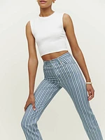 Cynthia Striped High Rise Straight Jeans