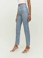 Cynthia Striped High Rise Straight Jeans