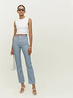 Cynthia Striped High Rise Straight Jeans