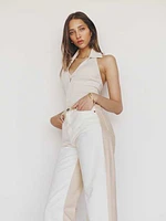 Sandy Tonal Reworked High Rise Relaxed Straight Jeans