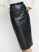 Veda Bedford Leather Midi Skirt