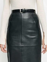 Veda Bedford Leather Midi Skirt