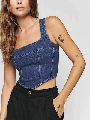 Raya Denim Bustier Top