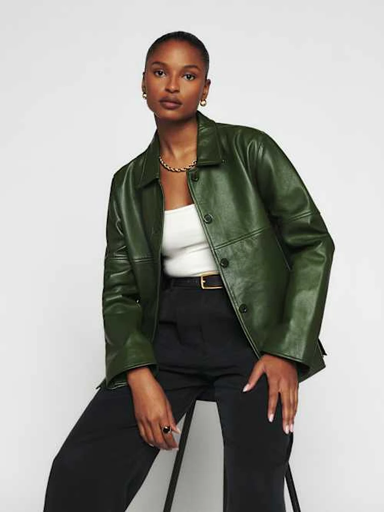 Veda Mercer Leather Shirt Jacket