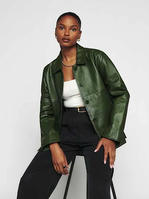 Veda Mercer Leather Shirt Jacket