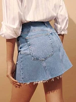 Bec Mid Rise Denim Mini Skirt