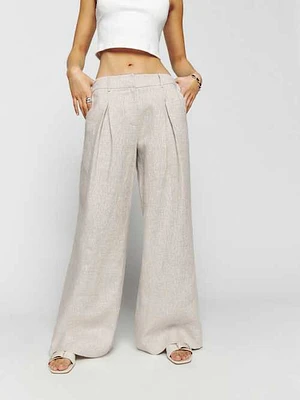 Petites Asher Linen Low Rise Pant