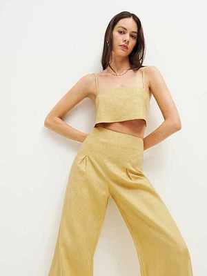 Cleo Cropped Linen Top