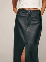 Petites Veda Tazz Leather Maxi Skirt