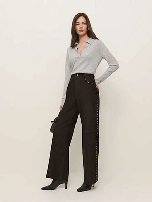 Petites Veda Kennedy Studded Leather Pant