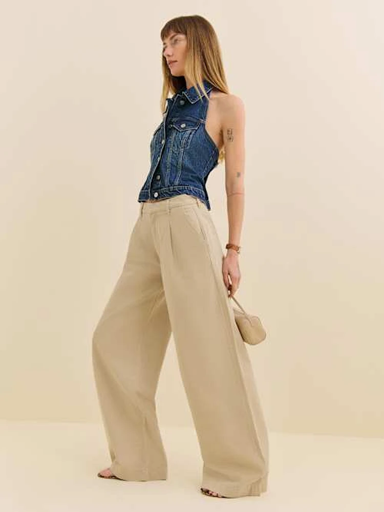 Malia Mid Rise Wide Leg Twill Pants