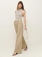 Malia Mid Rise Wide Leg Twill Pants