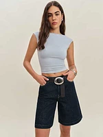 Vera Mid Rise 10" Trouser Jean Shorts