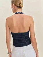 Kyleigh Denim Halter Top