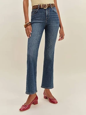 Valeria Super Stretch Mid Rise Ankle Flare Jeans