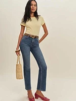 Valeria Super Stretch Mid Rise Ankle Flare Jeans
