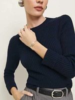 Noella Cashmere Blend Ribbed Crew Sweater