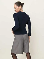 Noella Cashmere Blend Ribbed Crew Sweater
