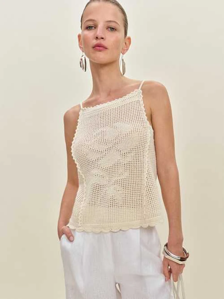 Sonnet Cotton Linen Crochet Tank