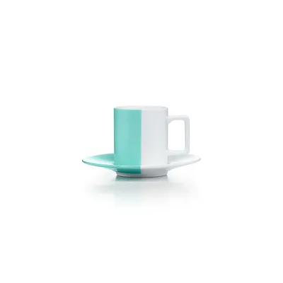 Color Block Espresso Cup and Saucer
