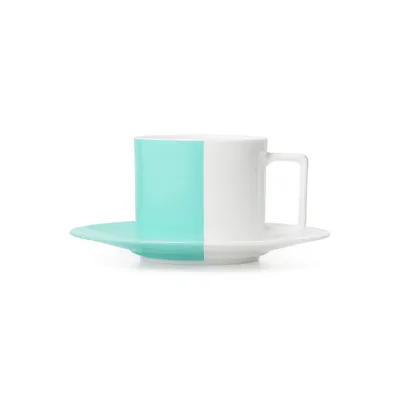 Color Block Teacup and Saucer