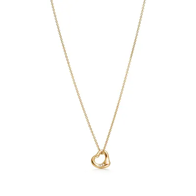 Elsa Peretti® Open Heart Pendant in 18k Gold with Diamonds