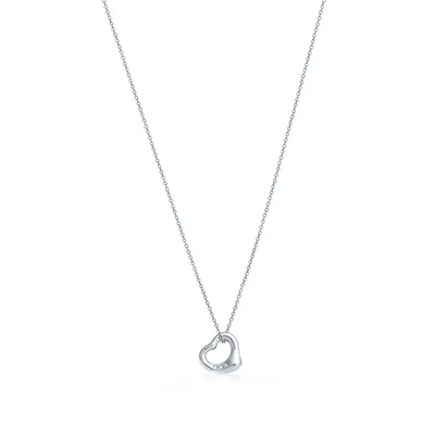 Elsa Peretti® Open Heart Pendant in Platinum with Diamonds