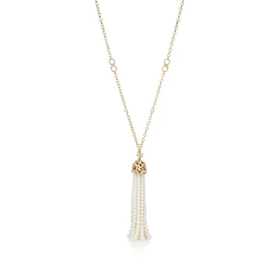 Paloma Picasso® Olive Leaf Pearl Tassel Necklace 