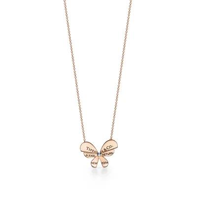 Return to Tiffany™ Love Bugs Butterfly Pendant in 18k Rose Gold and Sterling Silver