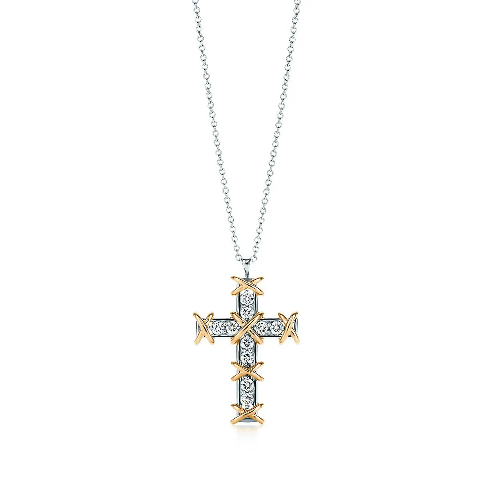 Tiffany & Co. Schlumberger Ten Stone Cross Pendant