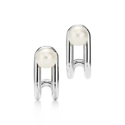 Tiffany HardWear Double Pearl Hinged Earrings in Sterling Silver