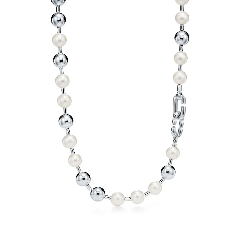 Tiffany HardWear Freshwater Pearl Ball Necklace in Sterling Silver, 16"