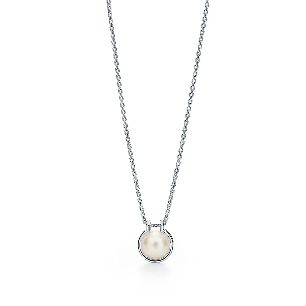 Tiffany HardWear Freshwater Pearl Link Pendant in Sterling Silver, 16–18"