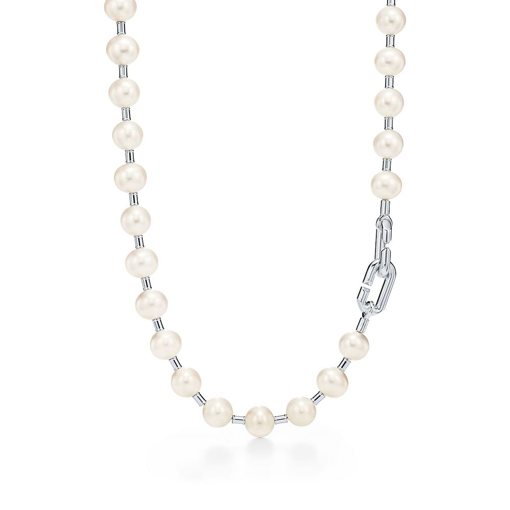 Tiffany HardWear Freshwater Pearl Necklace in Sterling Silver, 16"