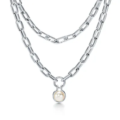 Tiffany HardWear Freshwater Pearl Necklace in Sterling Silver, 32"