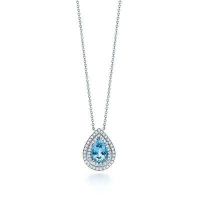 Tiffany Soleste Aquamarine and Diamond Pendant  