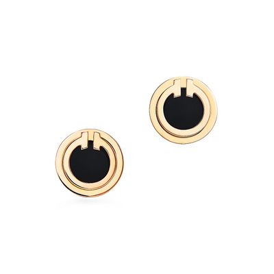 Tiffany T Black Onyx Circle Earrings