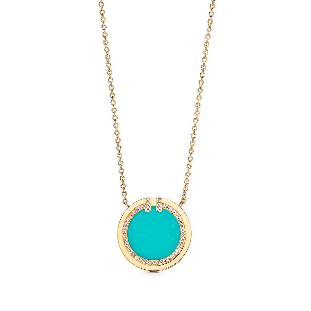 Tiffany T Diamond and Turquoise Circle Pendant