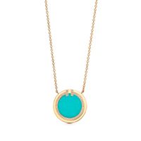 Tiffany T Diamond and Turquoise Circle Pendant