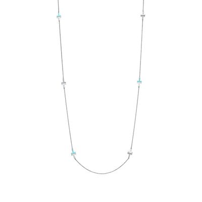 Tiffany T Diamond and Turquoise Station Necklace