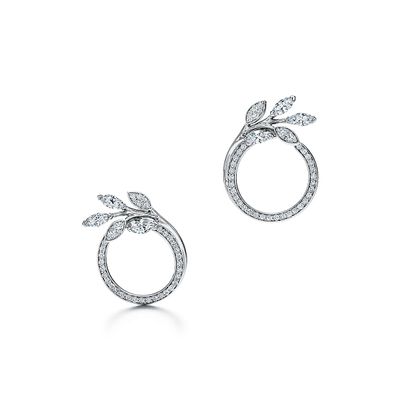 Tiffany Victoria® Diamond Vine Circle Earrings in Platinum