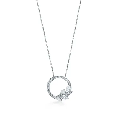 Tiffany Victoria® Diamond Vine Circle Pendant in Platinum