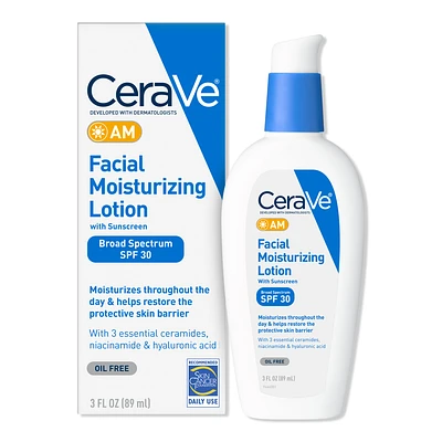 AM Lotion Face Moisturizer with SPF 30 for Balanced to Oily Skin - 3.0 oz